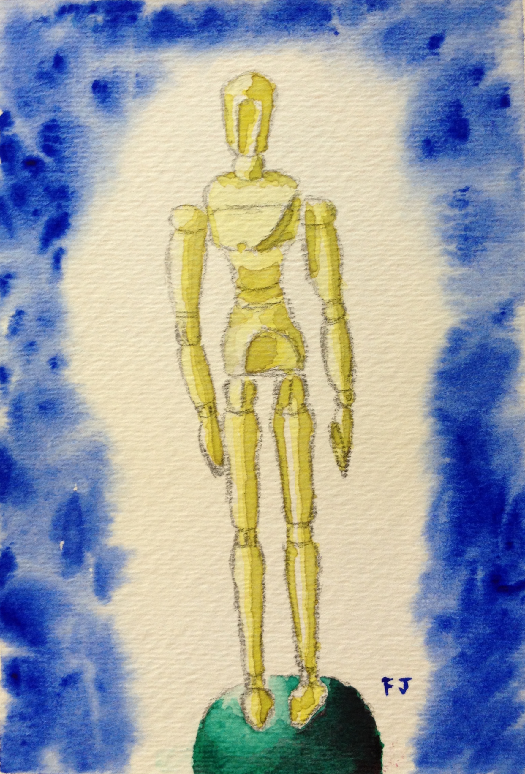 Watercolor Practice: Quick Sketch of a Drawing Mannequin – Physician-Artist